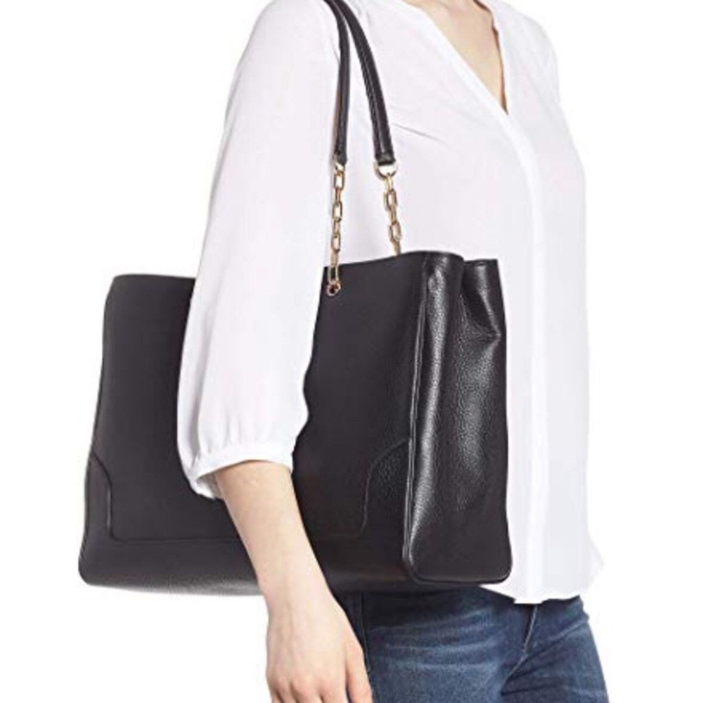 Tory Burch Black Leather Marsden XL Tote Shoulder - Picture 2 of 8